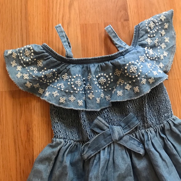 Baby Guess Denim Off The Shoulder Dress 12M - Picture 3 of 6